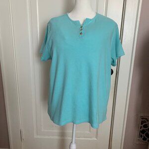 XL Westbound short-sleeve turquoise Henley shirt